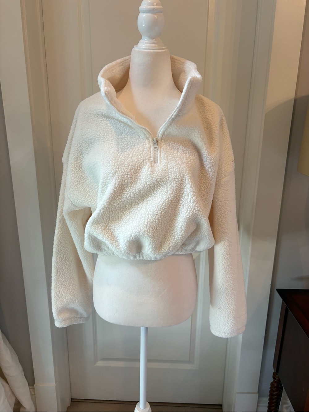 Cozy Cream Teddy Half-Zip Jacket